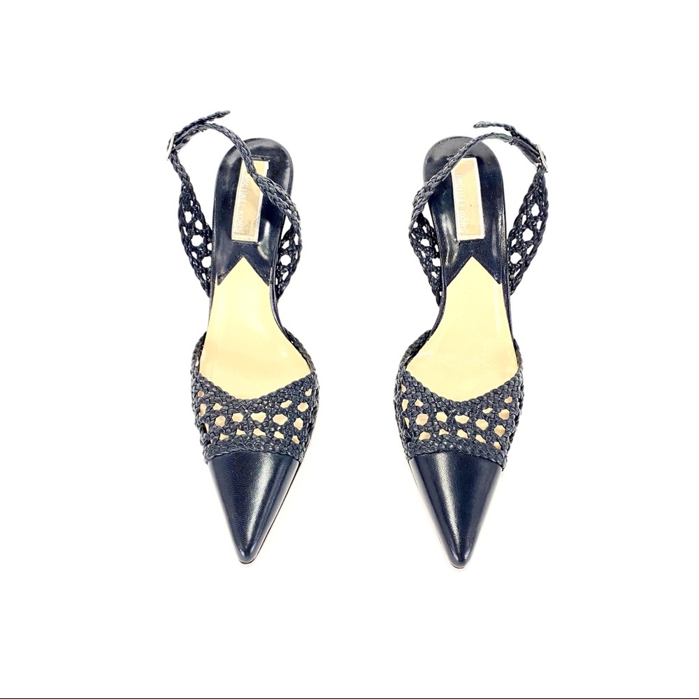 🌹MICHAEL KORS COLLECTION Black Woven Leather Slingbacks🌹 - Picture 5 of 12